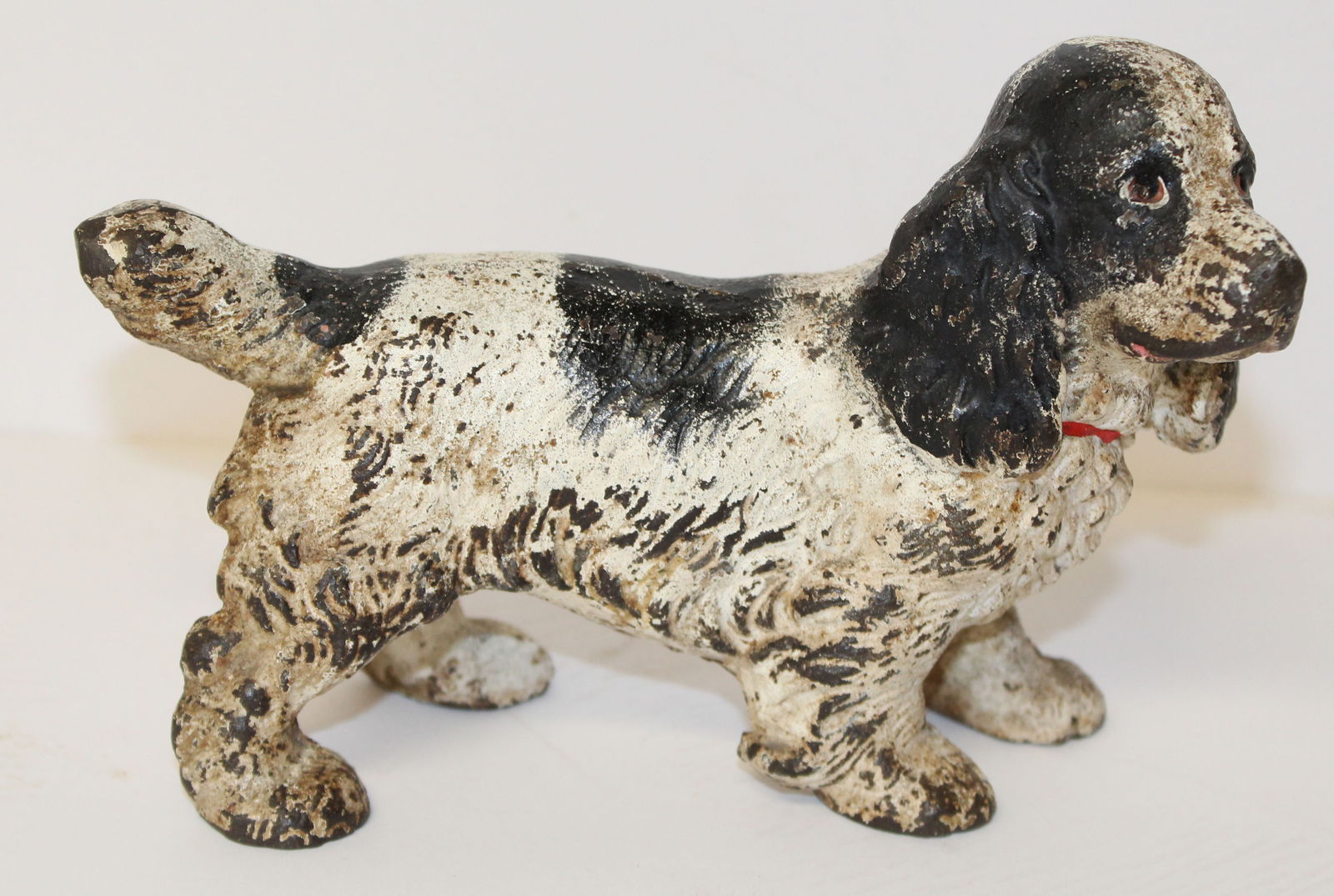 Antique cast iron painted black & white dog doorstop - 4 1/2"x6 1/2" wide (1 of 6)