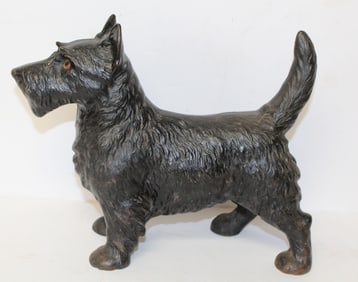 Antique cast iron painted black Scotty Dog doorstop - 8 1/2"x12" wide