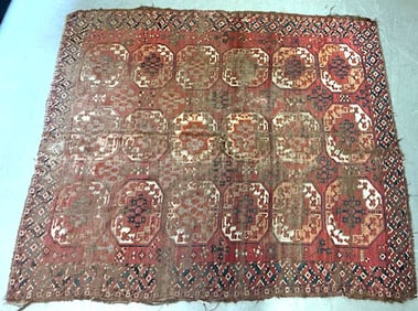 Antique Turkoman rug - as found - 6'x7'6"