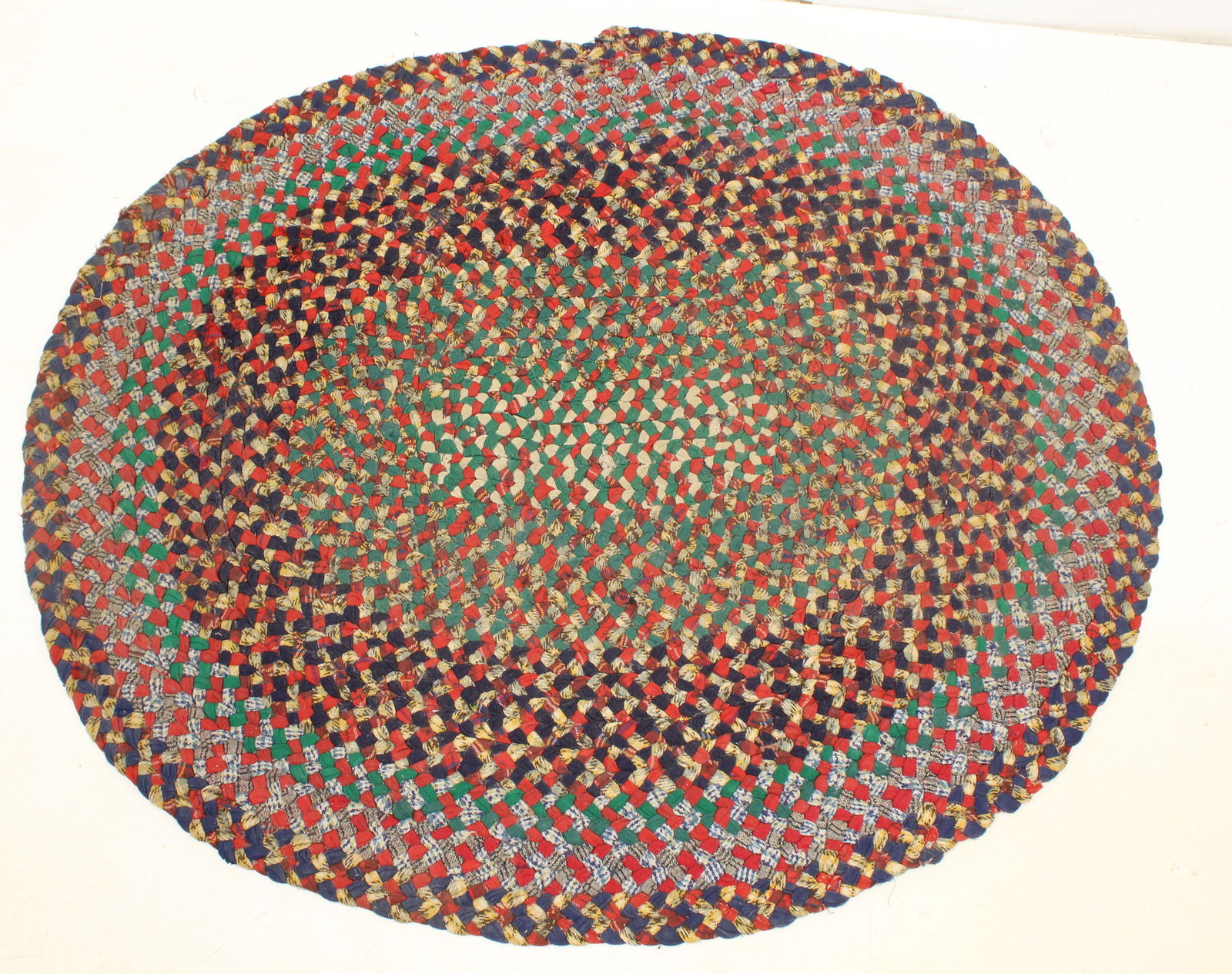 Antique oval braided rug - approx 41"x33" (1 of 4)