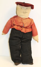 Antique "French" Boy rag doll - 18" tall