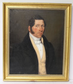 Antique o/c portrait of a man in dress clothes - overall framed size 30"x25"