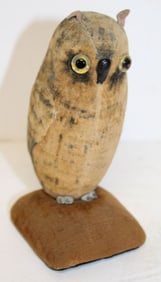 Antique velvet owl pincushion - 4 1/2" tall