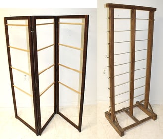 Standing skarn together w a large drying rack - 59 1/2" & 54" tall