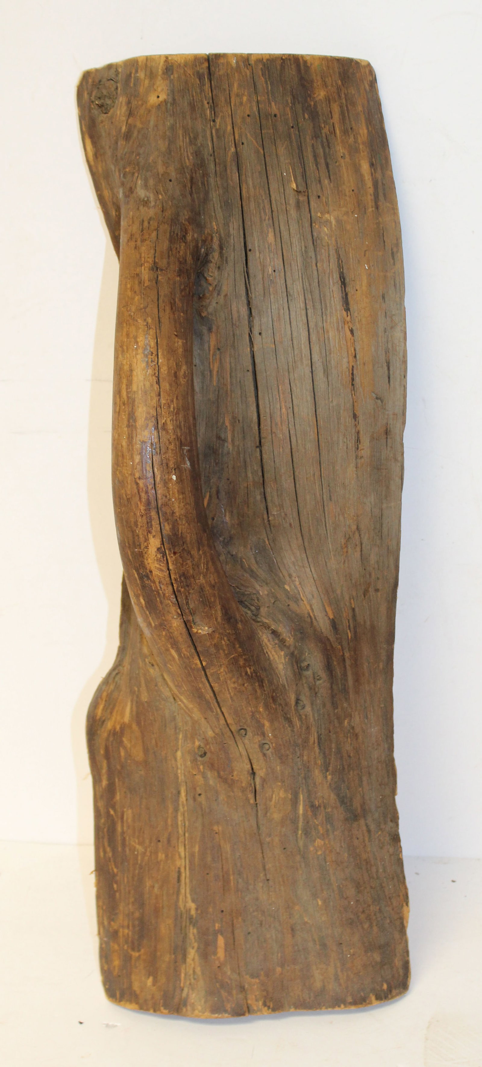 Primitive carved wooden fragment used as a towel holder - 25" tall: Primitive carved wooden fragment used as a towel holder - 25" tall