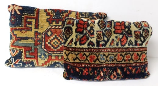 Lot of 2 Oriental rug pillows - 16"x11" & 20"x12"