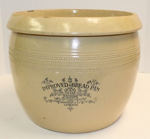 Antique Large English Stoneware Bread Proofing Crock, Doulton Lambeth - 11 1/2" tall x 14" diam