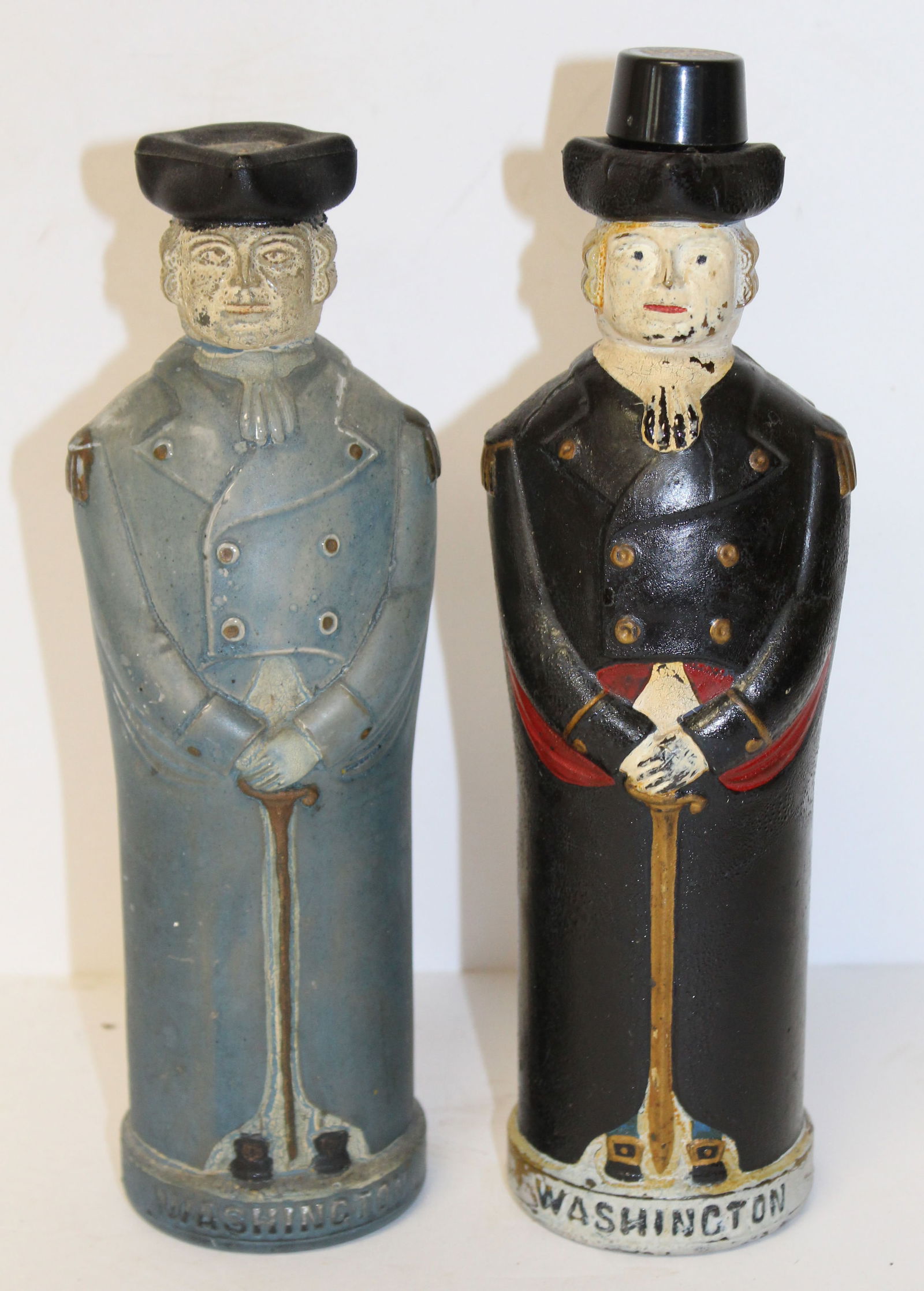 Pr of George Washington form painted glass bottles - 9 1/2" tall (1 of 9)
