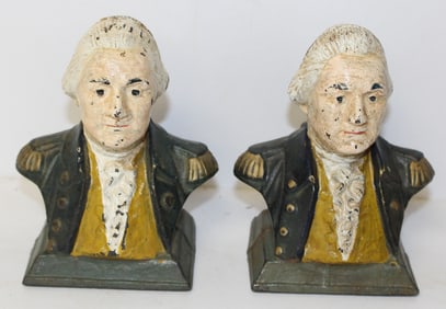 Pr of cast iron painted George Washington form bookends - 5" tall
