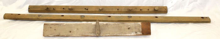 Lot of 3 wooden peg racks - as found - possibly Shaker - 24 1/2", 38 1/2" & 54"