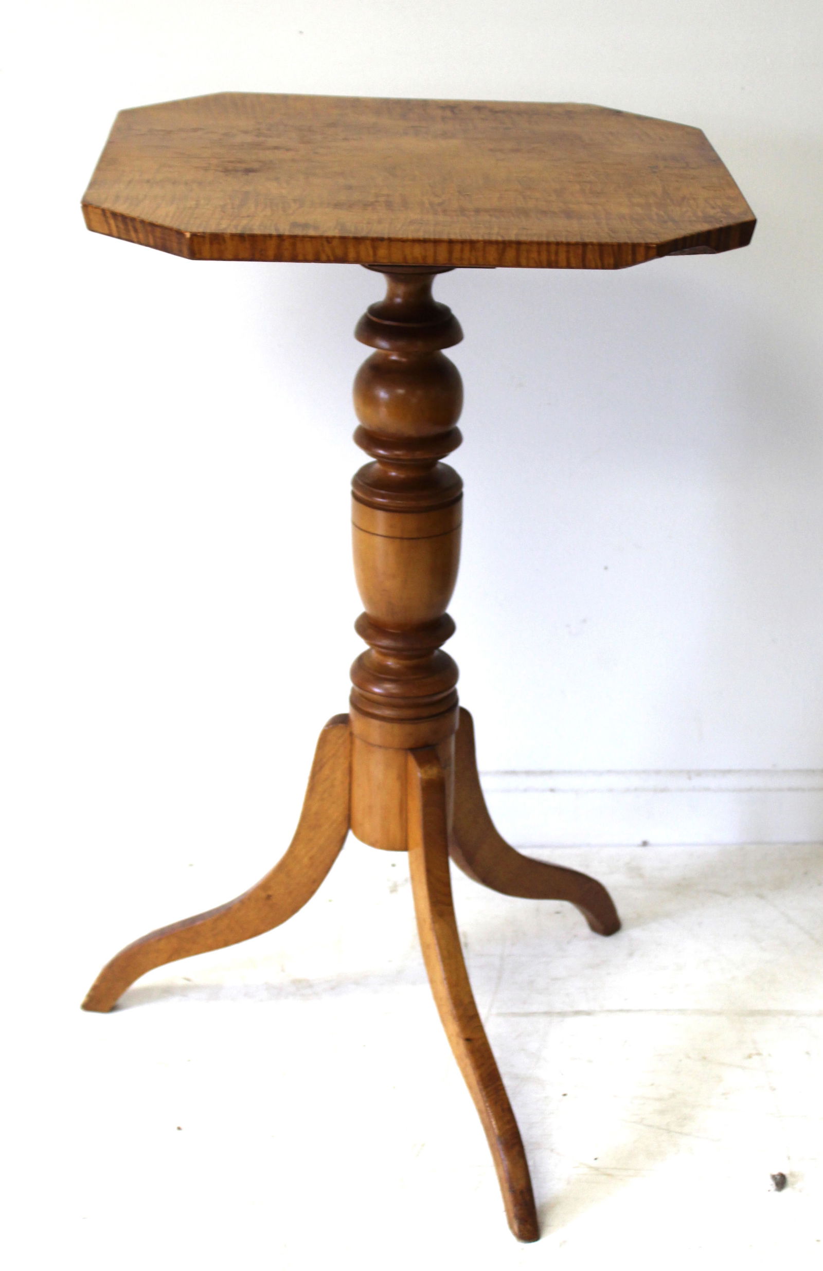 Federal tiger maple candlestand - 28 1/2" tall x 17 1/2" top (1 of 7)