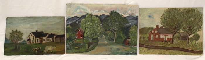 Lot of 3 o/bd country scenic landscapes w cows, houses, etc -