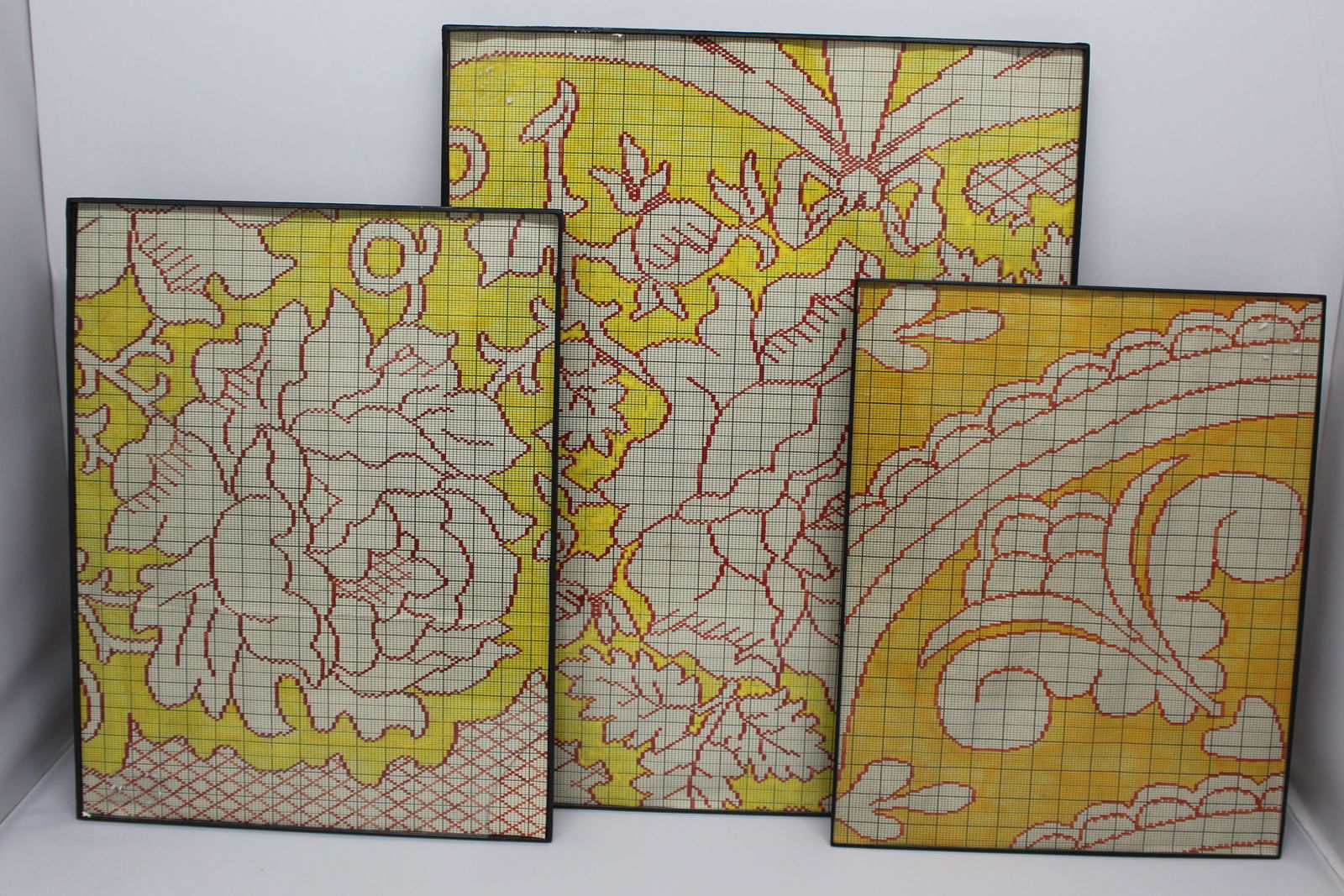 Lot of 3 graphic designs for textiles from The Bates Mill in Lewiston, ME - 10"x8" 11"x8 1/2" & (1 of 4)