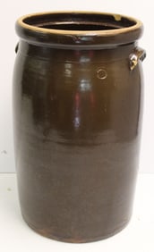 Antique stoneware 5 gal crock - 16 1/2" tall x 9" diam