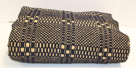 Antique blue & white wool blanket - 64"x86"
