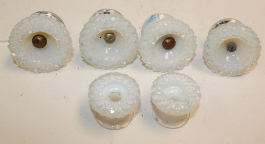Lot of 6 opalescent glass dresser pulls