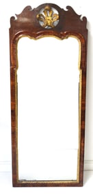 Antique QA beveled 2 section mirror w fleur de lis center - 44"x18"