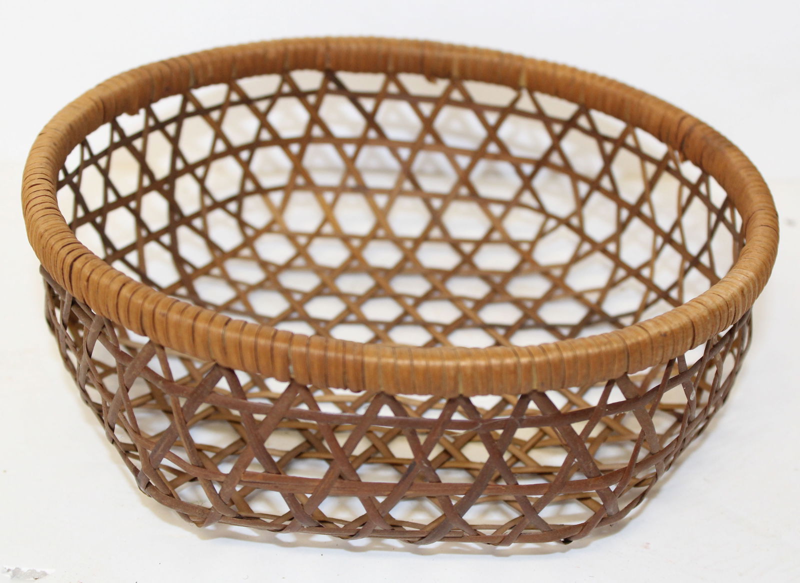 Small antique cheese basket - 7 1/4" diam x 2 1/2" tall (1 of 3)