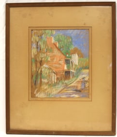 Signed Robert Dodge w/c street scene titled "Waterford, Virginia" - overall framed size 19"x16"