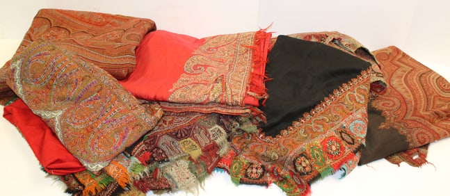 Lot of 7 antique paisleys - all as found