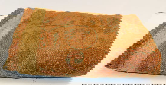 Antique quilt blanket w one side jacquard & the other side a mix of wool & linsey woolsey - 68"x60"