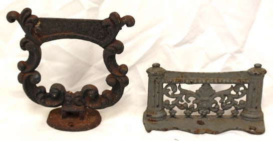 Lot of 2 antique cast iron boot scrapers - 3 1/2"x7" & 6"x7"