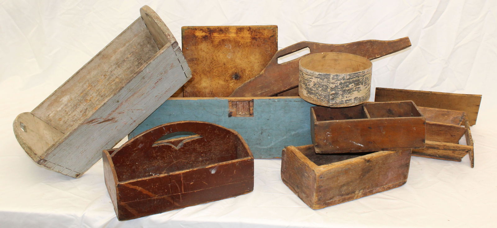 Large lot of antique boxes incl fragments, etc most in need of repair - (1 of 8)