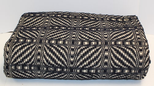 Antique wool blue & white blanket - 78"x99"