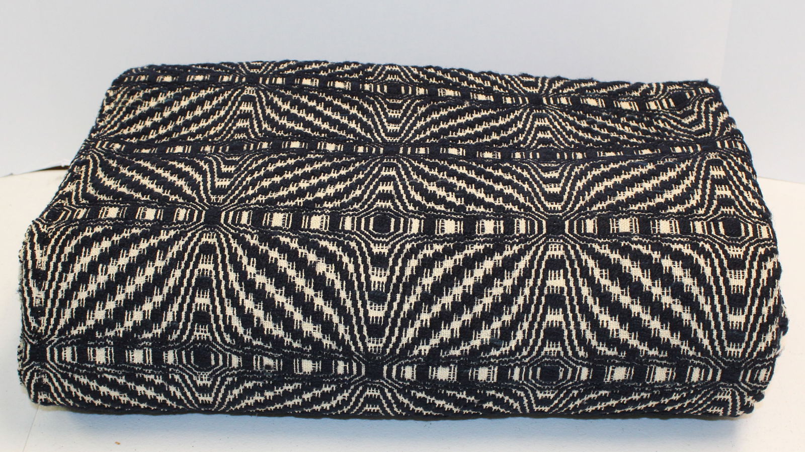 Antique wool blue & white blanket - 78"x99" (1 of 5)