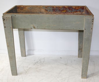 Antique drysink on legs in green paint - 29 1/2" tall x 37" wide x 23" deep