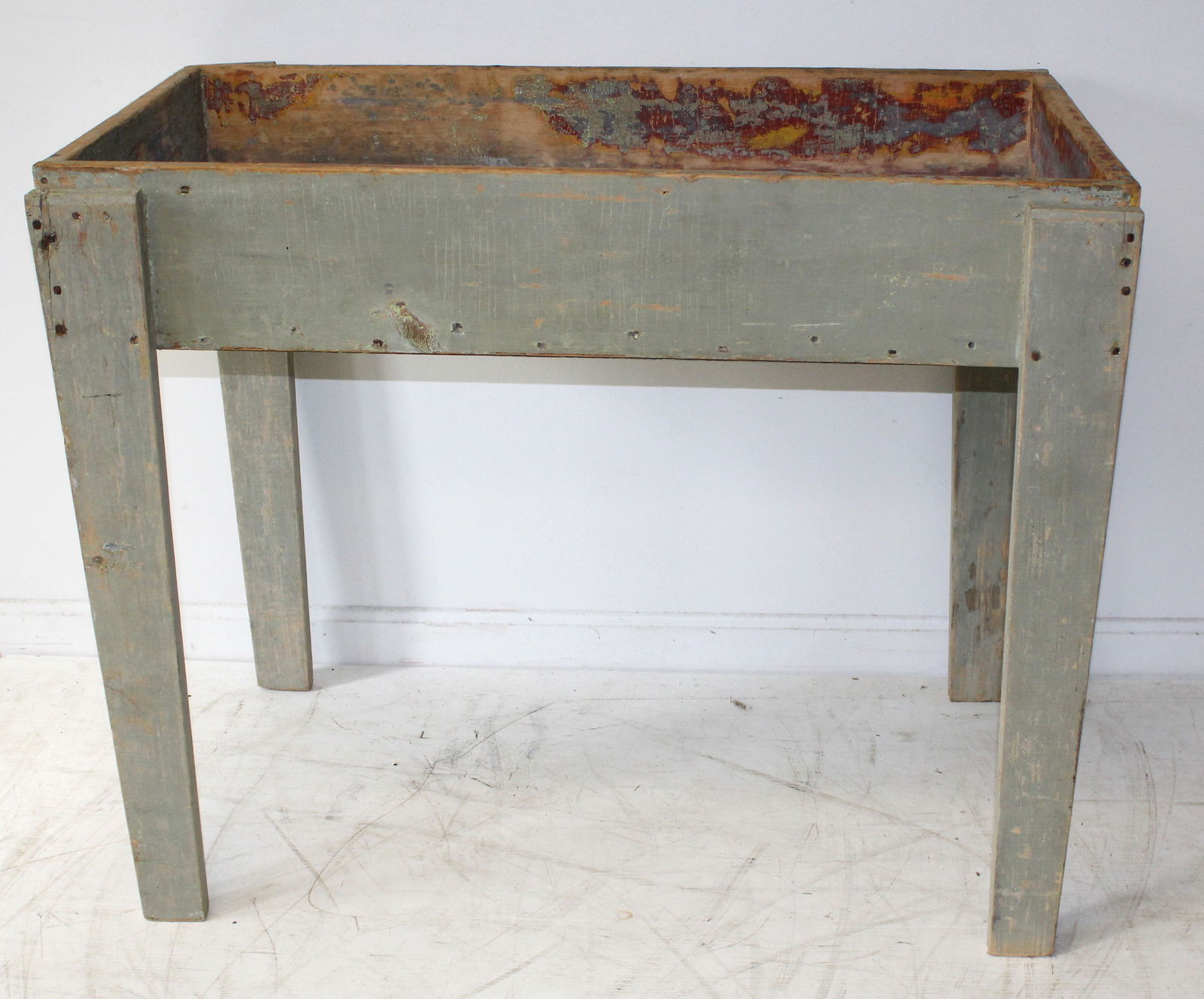 Antique drysink on legs in green paint - 29 1/2" tall x 37" wide x 23" deep (1 of 6)