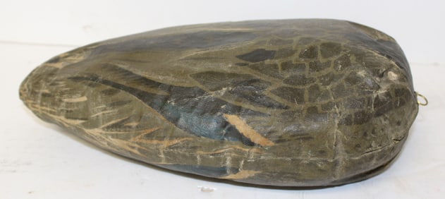 Interesting vintage canvas headless feeder/diver decoy - 10 1/2" long