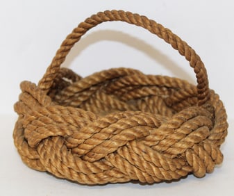 Wonderful small antique nautical basket - 5" diam