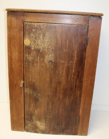 Antique 1 door wall cupboard w shelved interior - 43" tall x 28" wide x 14" deep