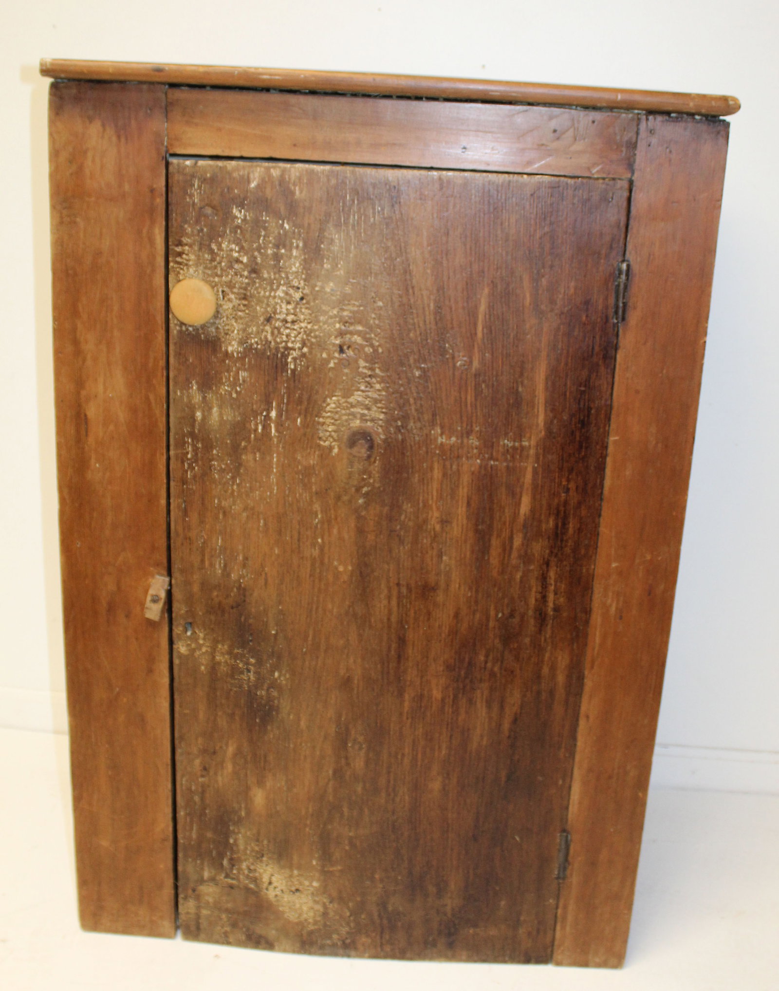 Antique 1 door wall cupboard w shelved interior - 43" tall x 28" wide x 14" deep: Antique 1 door wall cupboard w shelved interior - 43" tall x 28" wide x 14" deep