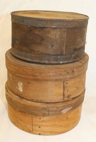 Stack of 3 pantry boxes in natural surface - 6"- 6 1/2" diam