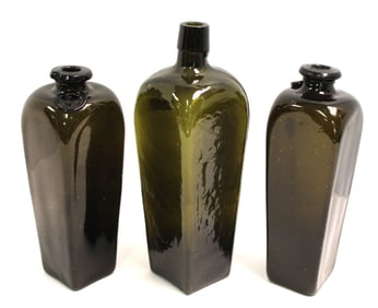 Lot of 3 antique gin bottles - 8 3/4", 9" & 10 1/2"