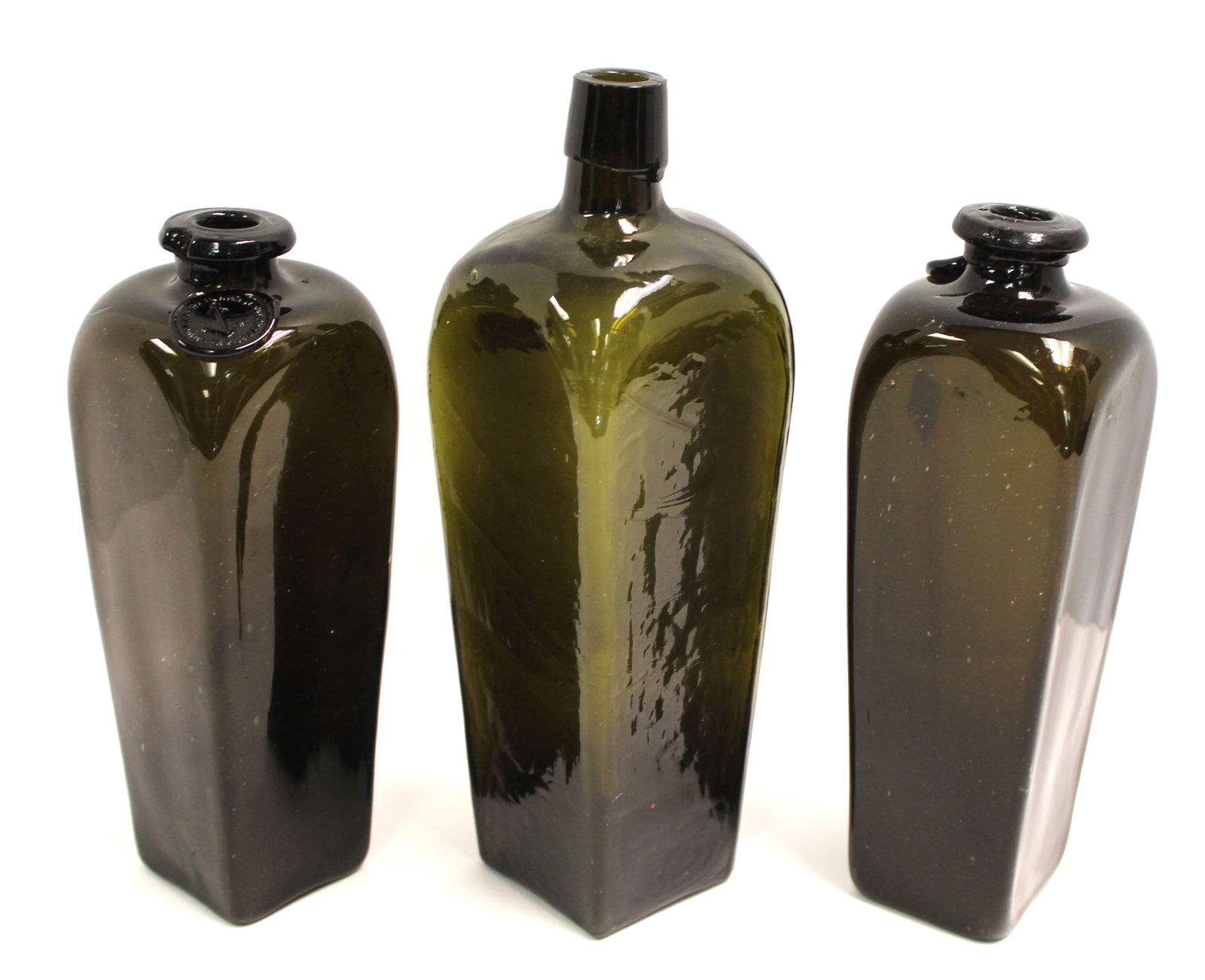 Lot of 3 antique gin bottles - 8 3/4", 9" & 10 1/2" (1 of 7)