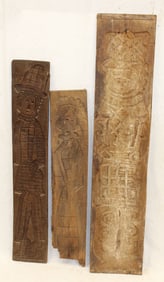 Lot of 3 carved wooden boards - 34"x6 1/2"; 39"x7" & 48"x10"