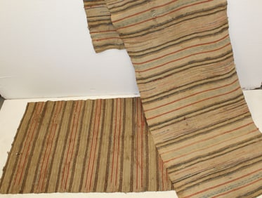 Lot of 2 antique woven rugs/runners - 62" x 36" & 33"x112"