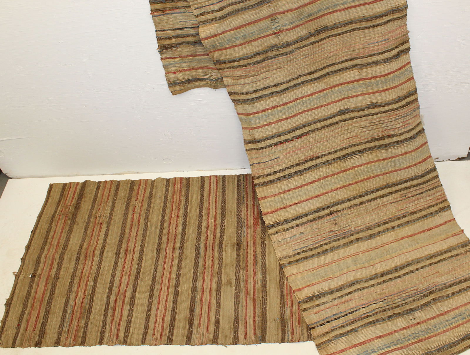 Lot of 2 antique woven rugs/runners - 62" x 36" & 33"x112" (1 of 7)