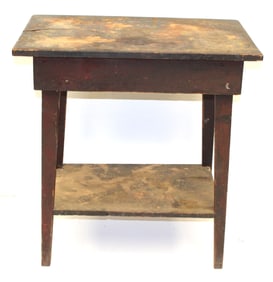 Country Hepplewhite table w bottom shelf in old surface - 30" tall x 26" x 17"