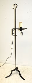 Wrought iron floor standing electrified adjustable candle lamp - 60" tall