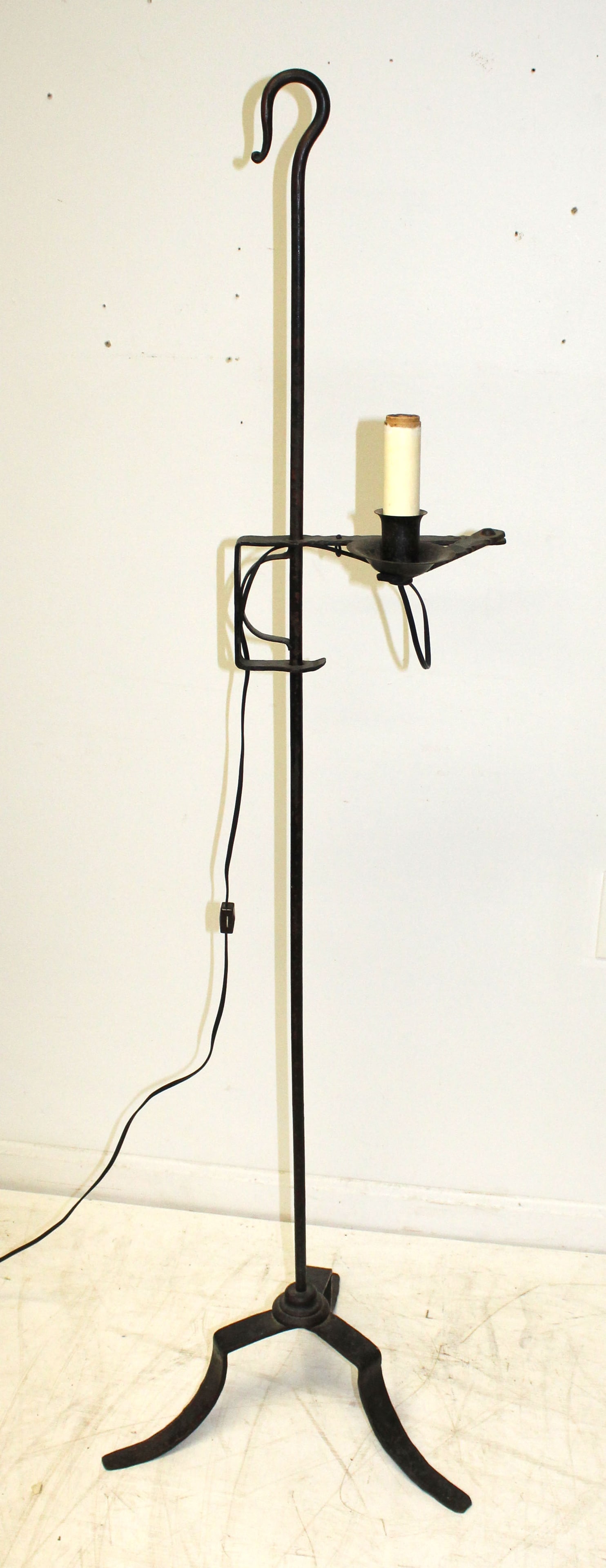 Wrought iron floor standing electrified adjustable candle lamp - 60" tall (1 of 5)