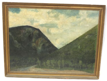 Sgnd N.W. Nash o/bd landscape mountain scene - overall framed size - overall framed size 21x26 1/2"