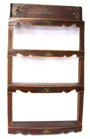 Antique paint decorated 4 tier shelf - 34" tall x 19 1/2" wide x 5" deep