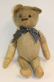 Antique large & well loved Teddy bear w jointed arms - as found - 22" tall