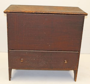 Antique 1 drawer blanket chest in Spanish Brown paint - 37 1/2" tall x 39" wide x 19 1/2" deep