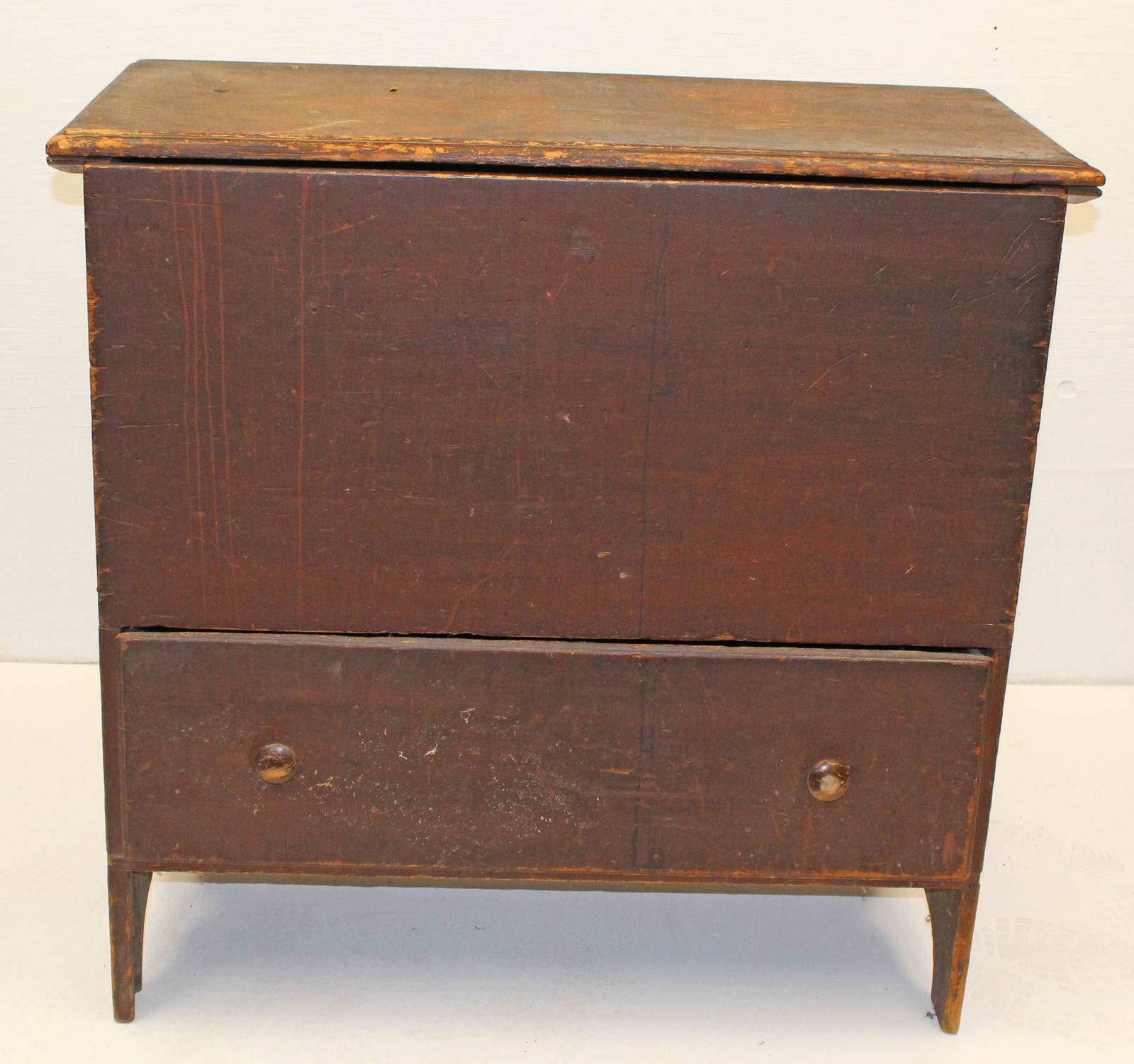 Antique 1 drawer blanket chest in Spanish Brown paint - 37 1/2" tall x 39" wide x 19 1/2" deep (1 of 8)
