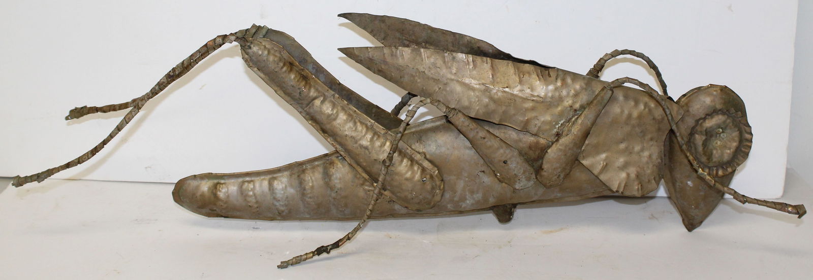 Whimsical copper grasshopper weathervane - 9 1/2" tall x 32" long (1 of 8)